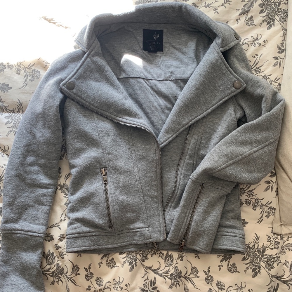 Grey moto zip jacket